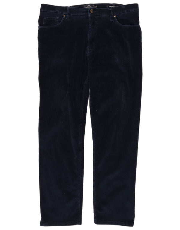 Pantaloni dritti in velluto a coste Marks & Spencer da uomo blu Harbour W36 L31 Navy