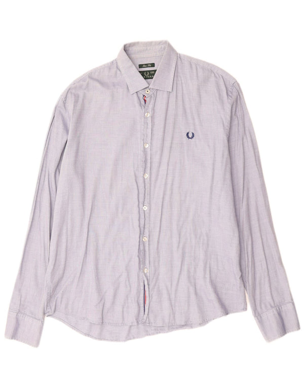 FRED PERRY Camicia slim fit da uomo 2XL cotone blu