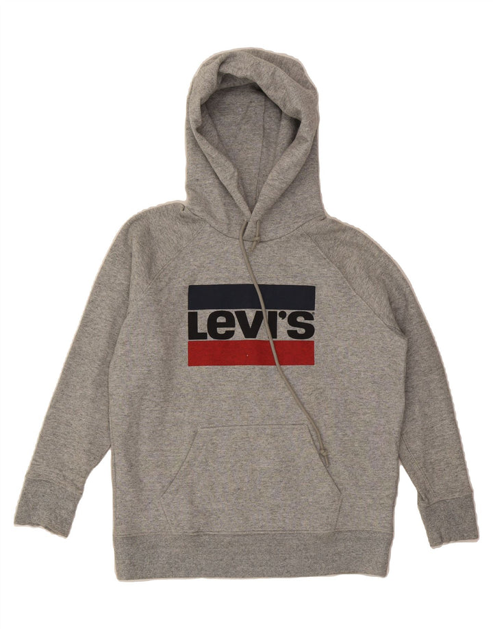 LEVI'S Mens Graphic Hoodie Jumper Small Grey Cotton Vintage Levi's and Second-Hand Levi's from Messina Hembry 