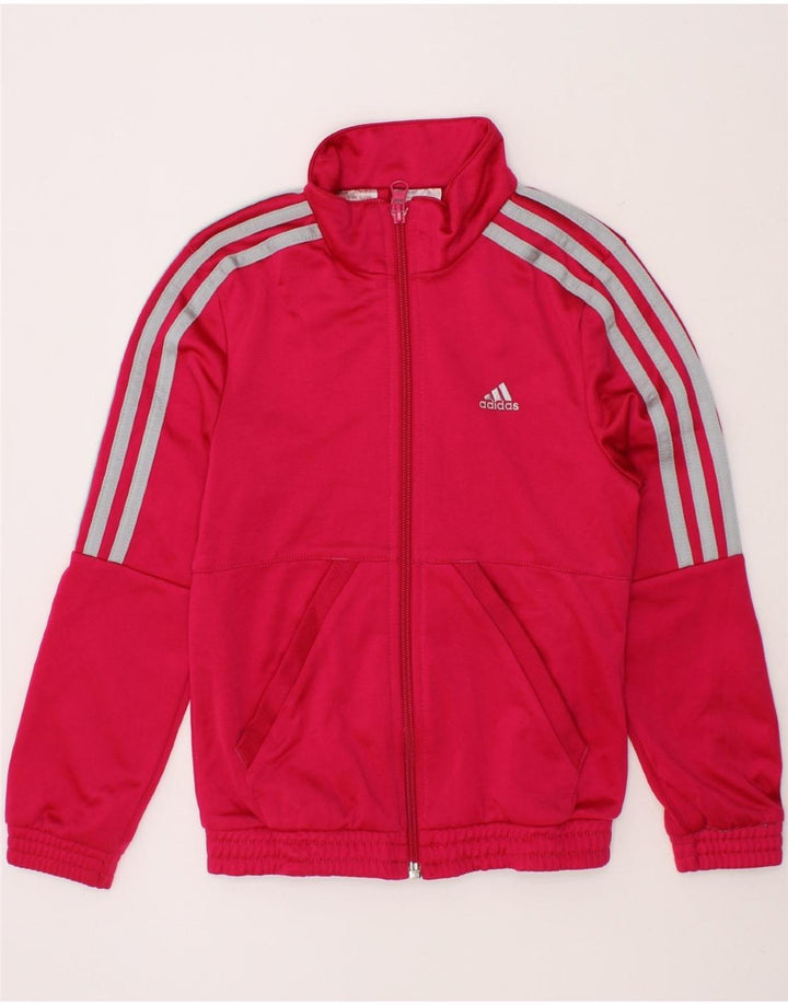 ADIDAS Girls Tracksuit Top Jacket 7-8 Years Pink Polyester Vintage Adidas and Second-Hand Adidas from Messina Hembry 