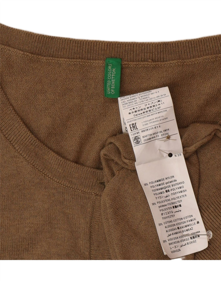 Maglione cardigan da donna Benetton UK 12 Poliammide marrone medio