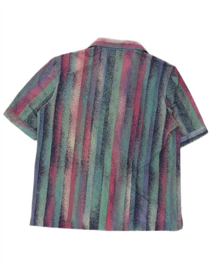 Camicia vintage da donna a maniche corte UK 12 retrò a righe multicolore medio