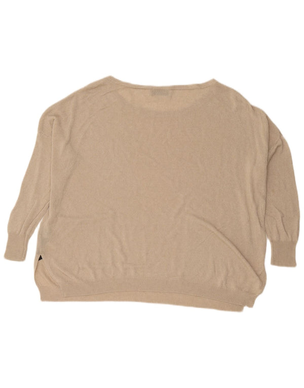 Maglione oversize con scollo a barca da donna Zara UK 16 Large Beige Viscosa
