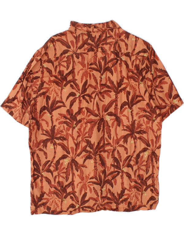 H&M Mens Abstract Pattern Short Sleeve Shirt Medium Brown Cotton