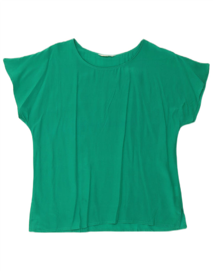 Camicetta ampia da donna VINTAGE Top UK 10 piccola seta verde