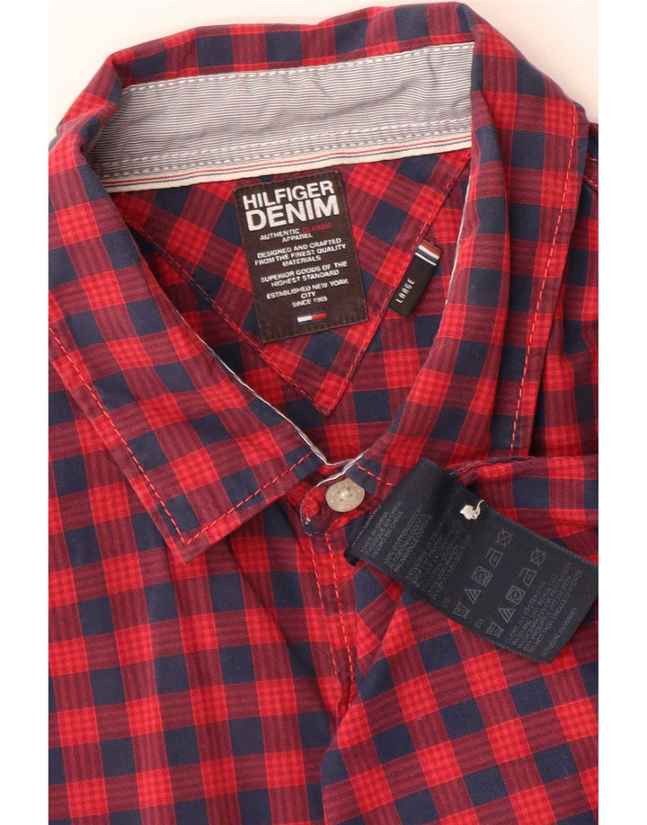 Camicia da uomo Tommy Hilfiger grande cotone a quadri rossi