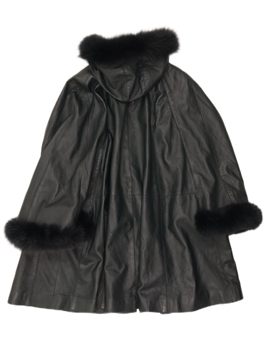 Cappotto poncho in pelle con cappuccio da donna SAKI UK 10 piccolo in pelle verde