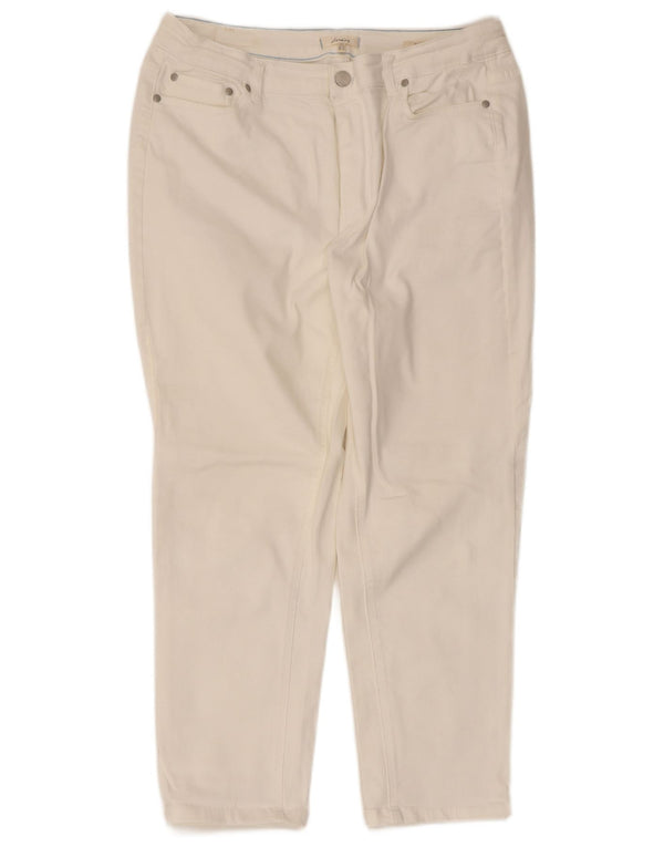 Pantaloni casual dritti da donna Joules UK 16 Large W34 L25 Cotone bianco