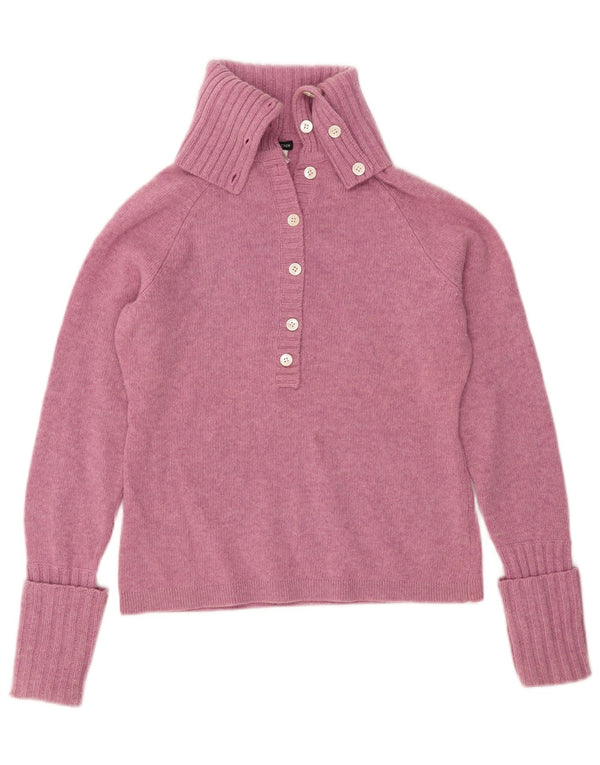 J. CREW Maglione da donna con collo alto e bottoni, UK 12 Rosa medio