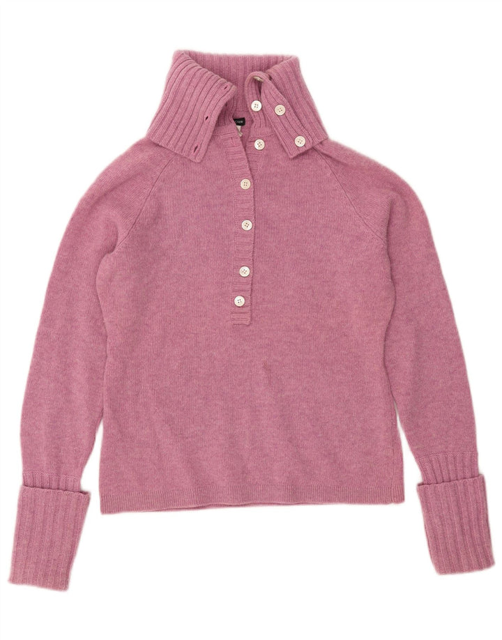J. CREW Maglione da donna con collo alto e bottoni, UK 12 Rosa medio