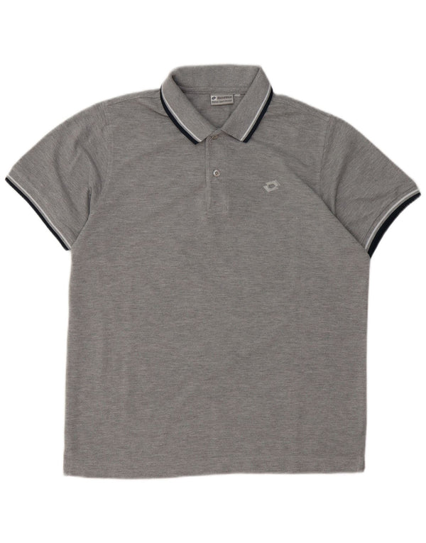 Polo da uomo Lotto in cotone grigio medio