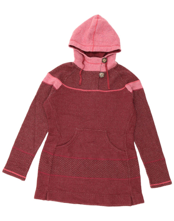 Maglione con cappuccio da donna Prana UK 14 Lana color block bordeaux medio
