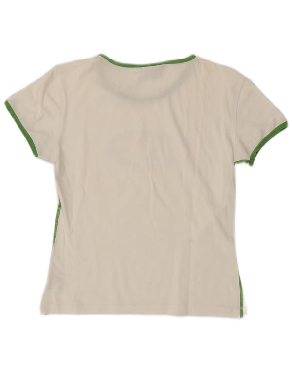 T-shirt grafica da donna Champion Top UK 14 grande cotone bianco