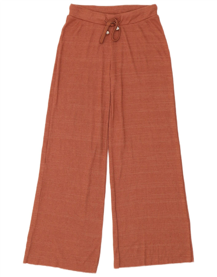 Pantaloni da tuta da donna Zara a gamba larga UK 8 piccoli in poliestere marrone