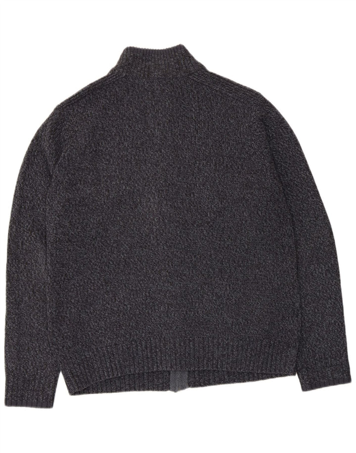 MARKS & SPENCER Maglione cardigan da uomo vestibilità regolare grande blu navy screziato