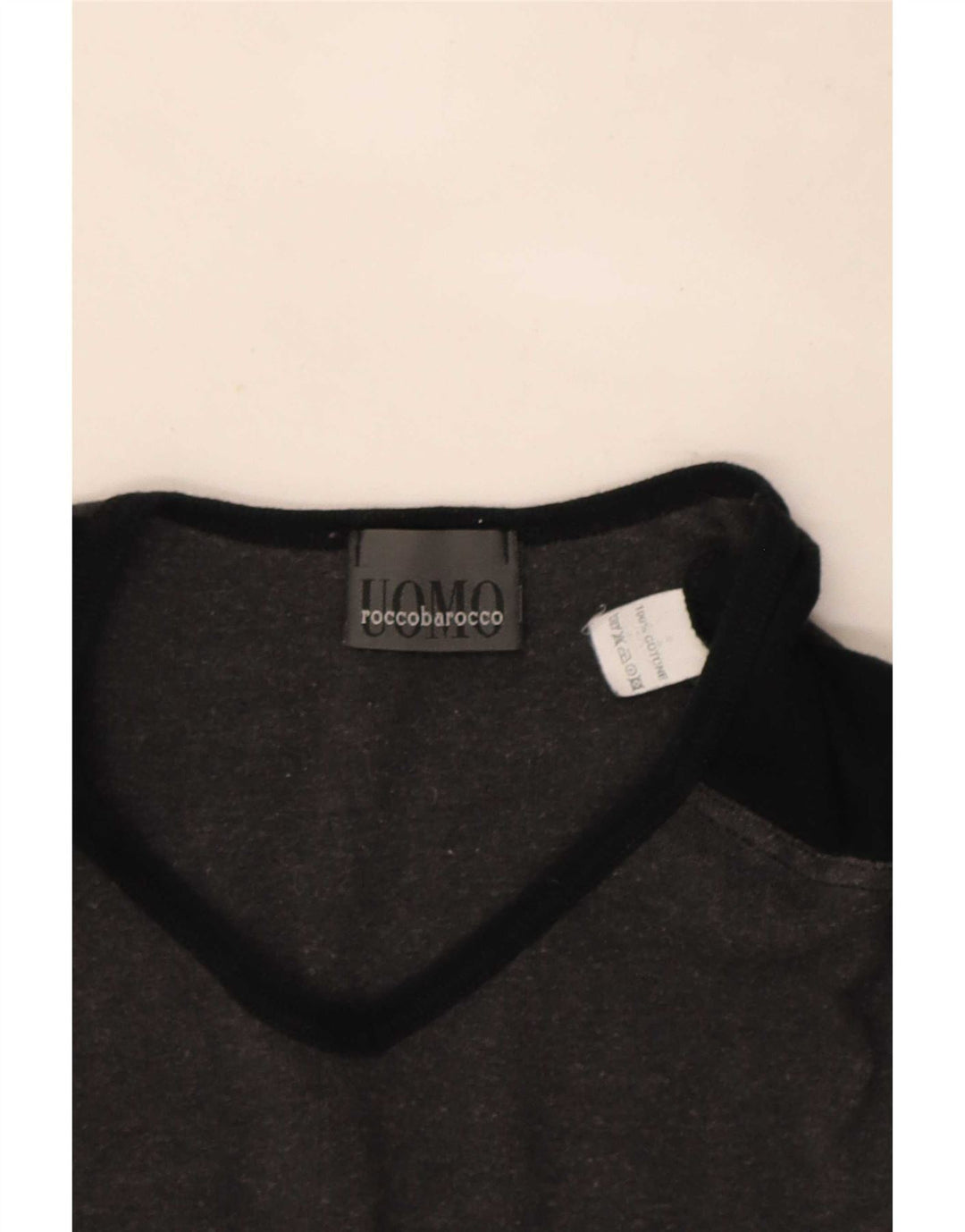 T-shirt da uomo Roccobarocco Top Large in cotone color block grigio