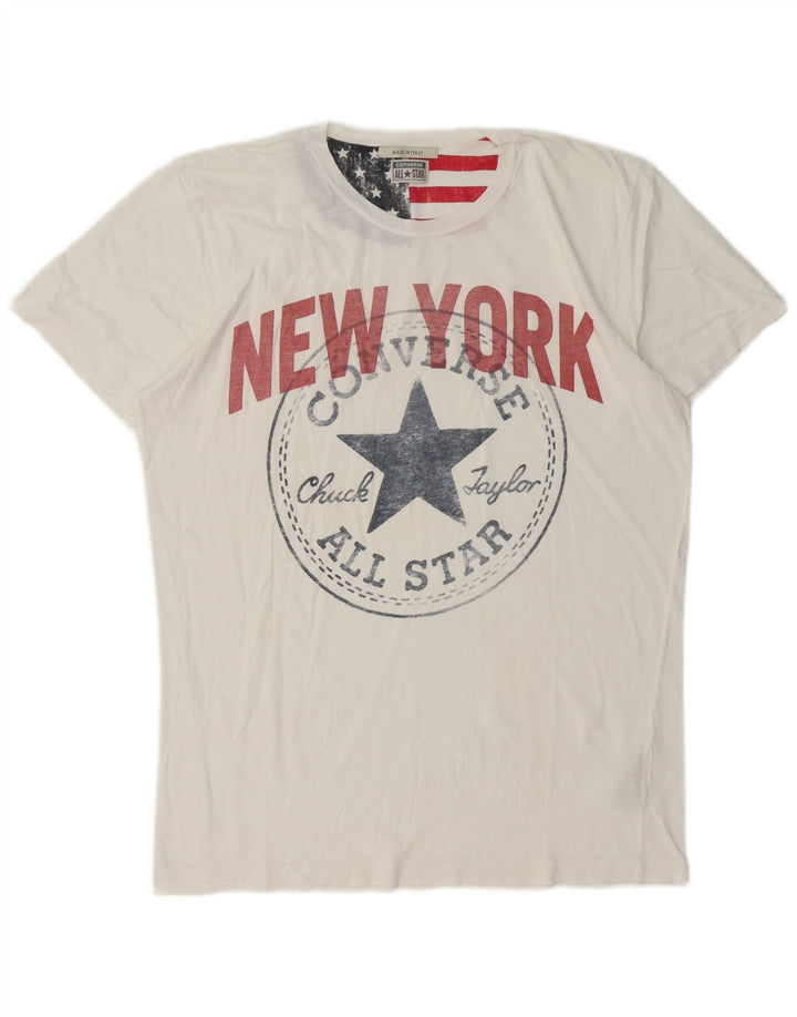 Converse T-shirt grafica da uomo Chuck Taylor Top grande in cotone bianco