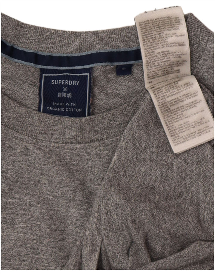 T-shirt da uomo Superdry Top grande in cotone chiazzato grigio