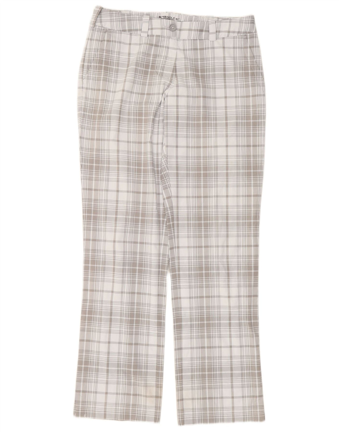 NIKE Womens Dri Fit Chino Trousers UK 12 Medium W32 L31 Grey Check