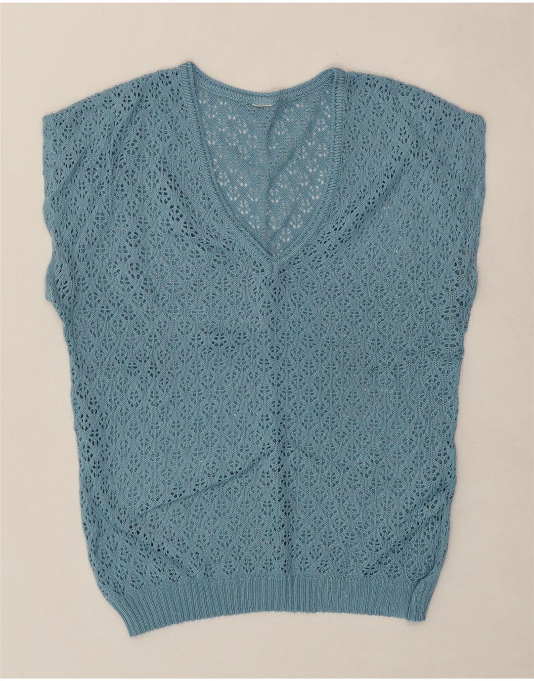 VINTAGE Womens Sleeveless Crochet Blouse Top UK 14 Medium Blue Vintage Vintage and Second-Hand Vintage from Messina Hembry 