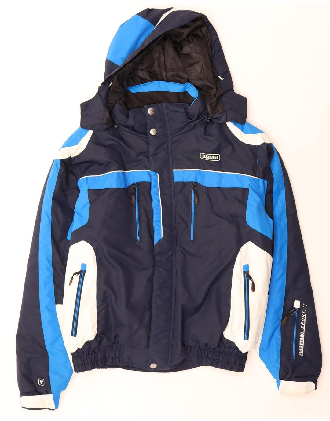 Giacca da sci con cappuccio da uomo Brugi Large blu color block in poliammide