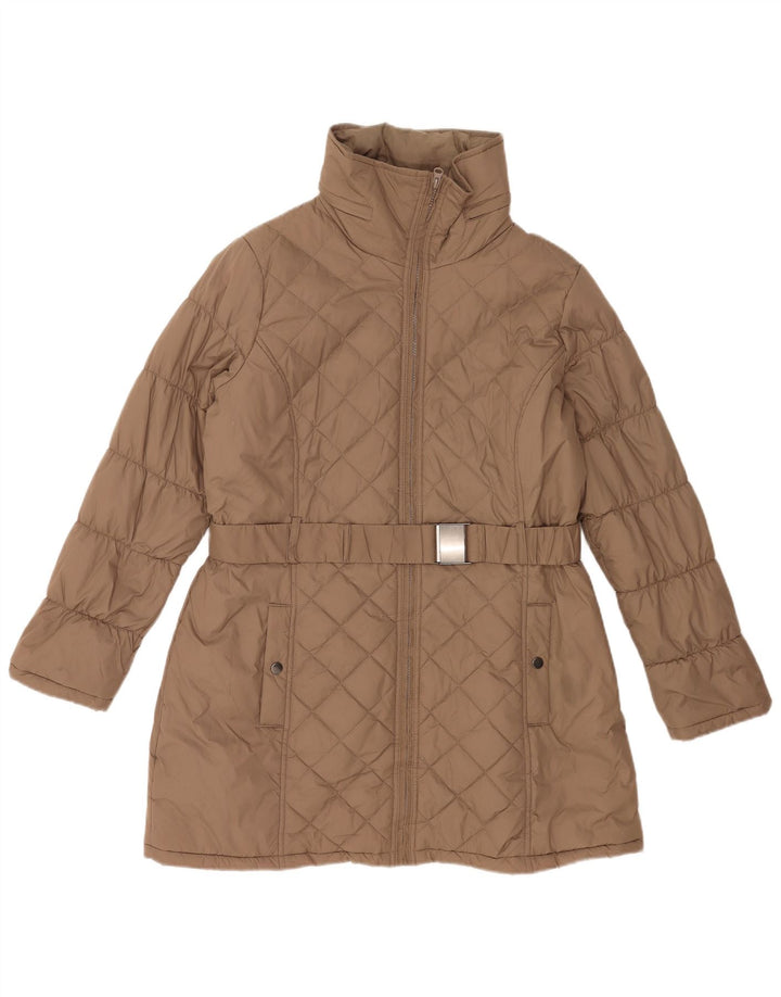 Cappotto imbottito con cappuccio da donna Marks & Spencer UK 16 grande marrone in poliammide