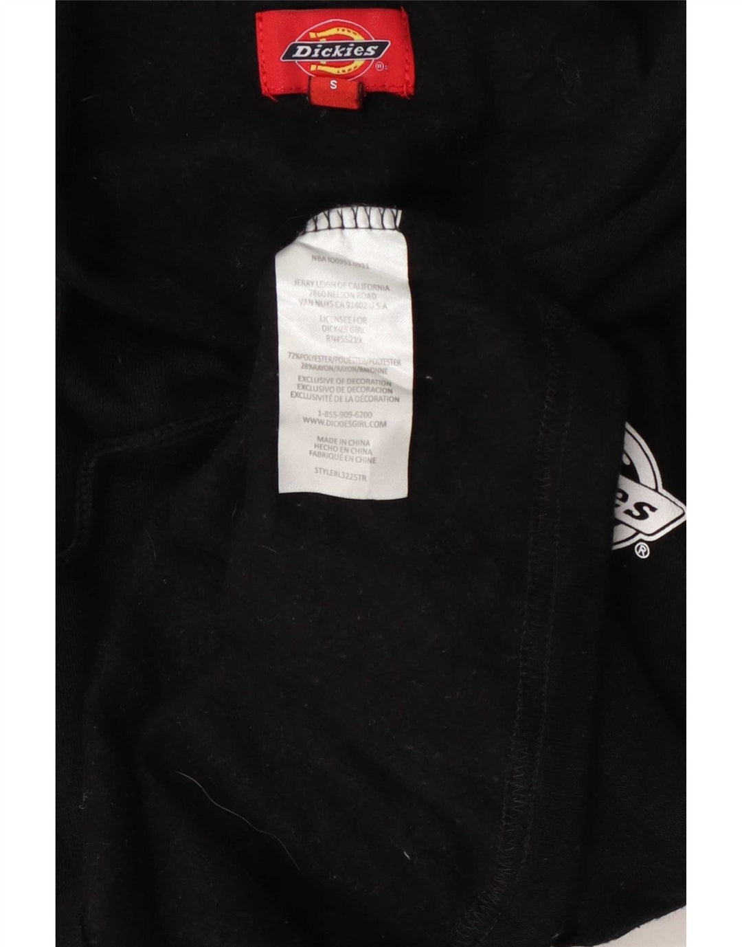 Dickies Maglione corto con cappuccio oversize da donna UK 10 piccolo poliestere nero