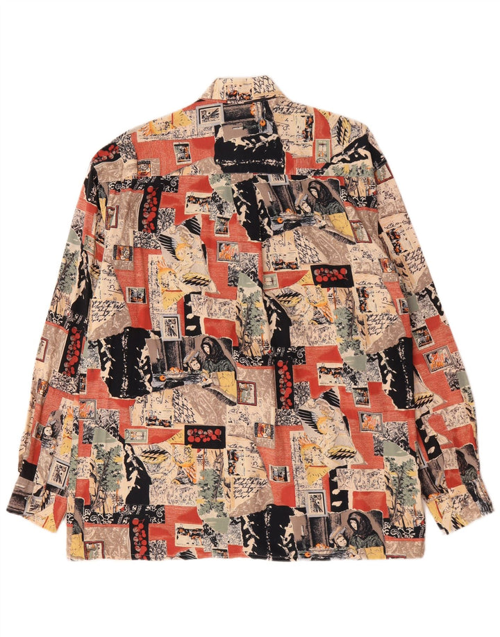 Camicia vintage da uomo con motivo astratto taglia 38/40 in viscosa media multicolore