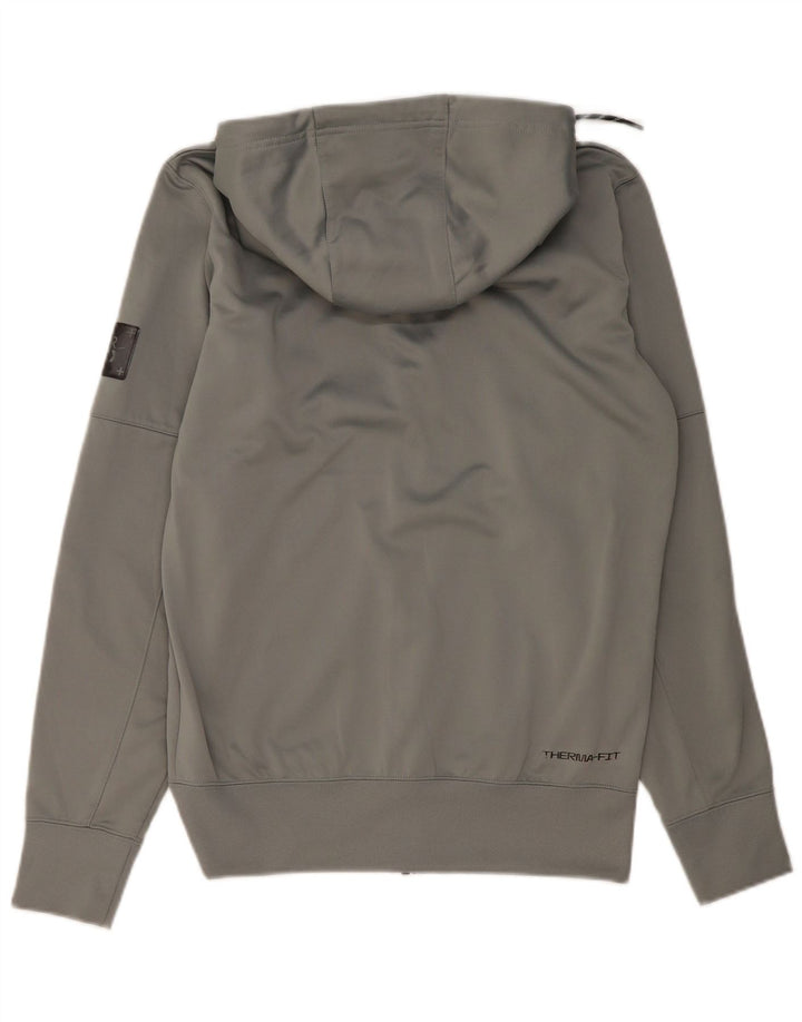 Felpa con cappuccio e zip grafica Nike da uomo piccola in poliestere grigio