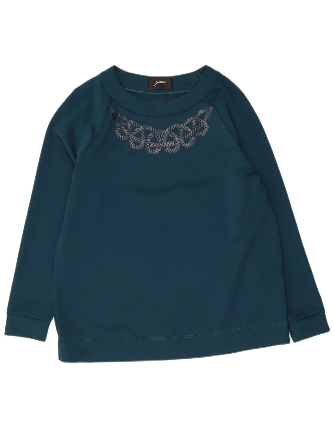 GATTINONI Felpa con grafica da donna Maglione UK 14 Large Blu Poliestere