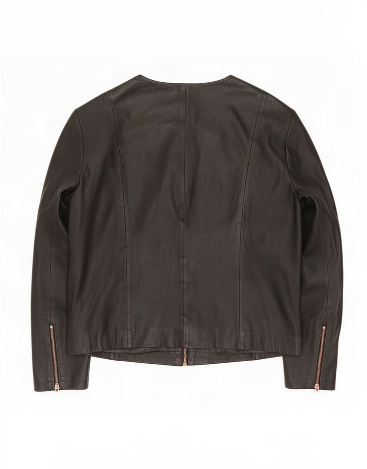Giacca in pelle con maniche a 3/4 corta da donna Ted Baker taglia 3 media nera
