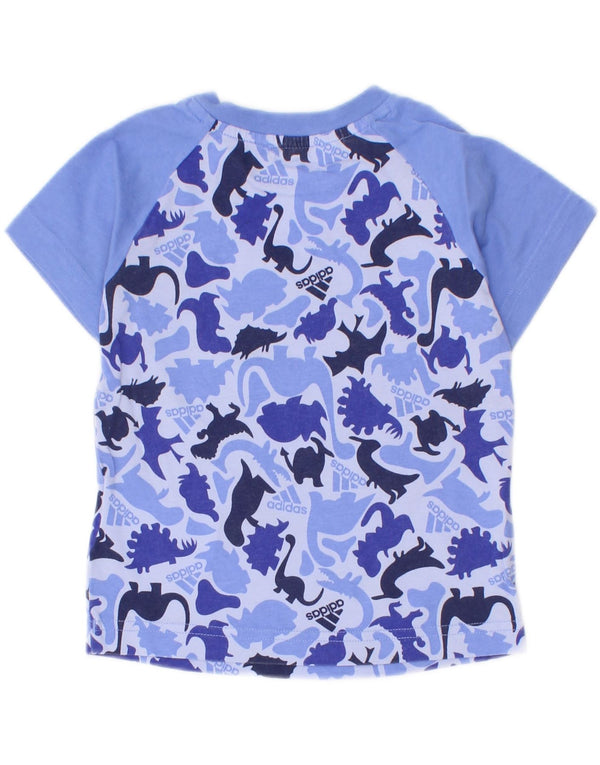 Maglietta grafica Adidas per neonato, 9-12 mesi, in cotone blu con stampa animalier