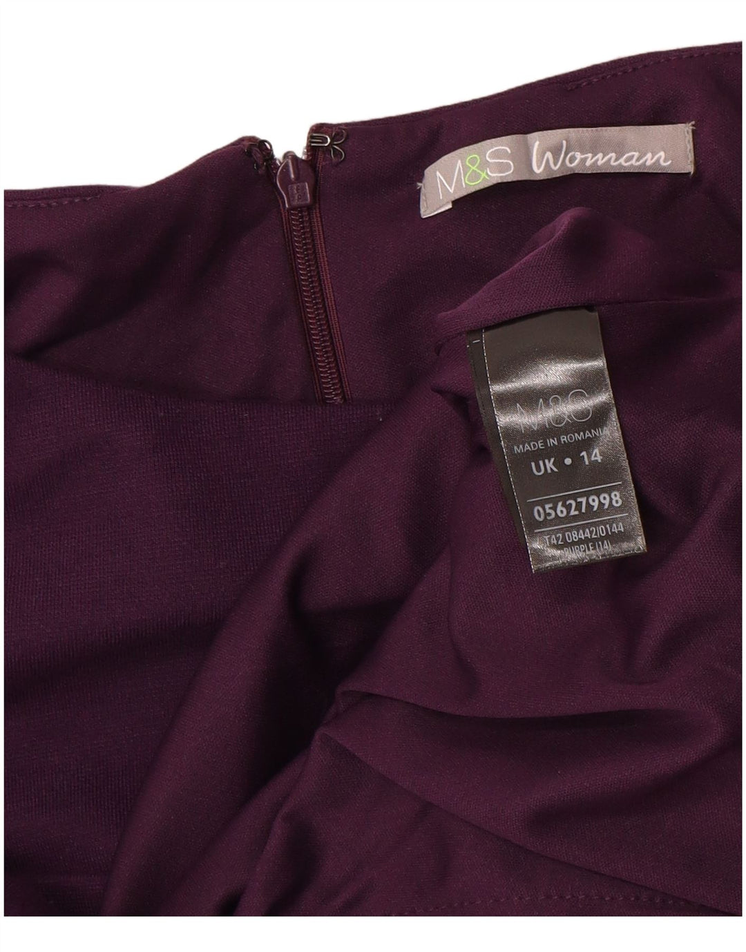 MARKS & SPENCER Abito peplo da donna UK 14 Poliestere viola medio