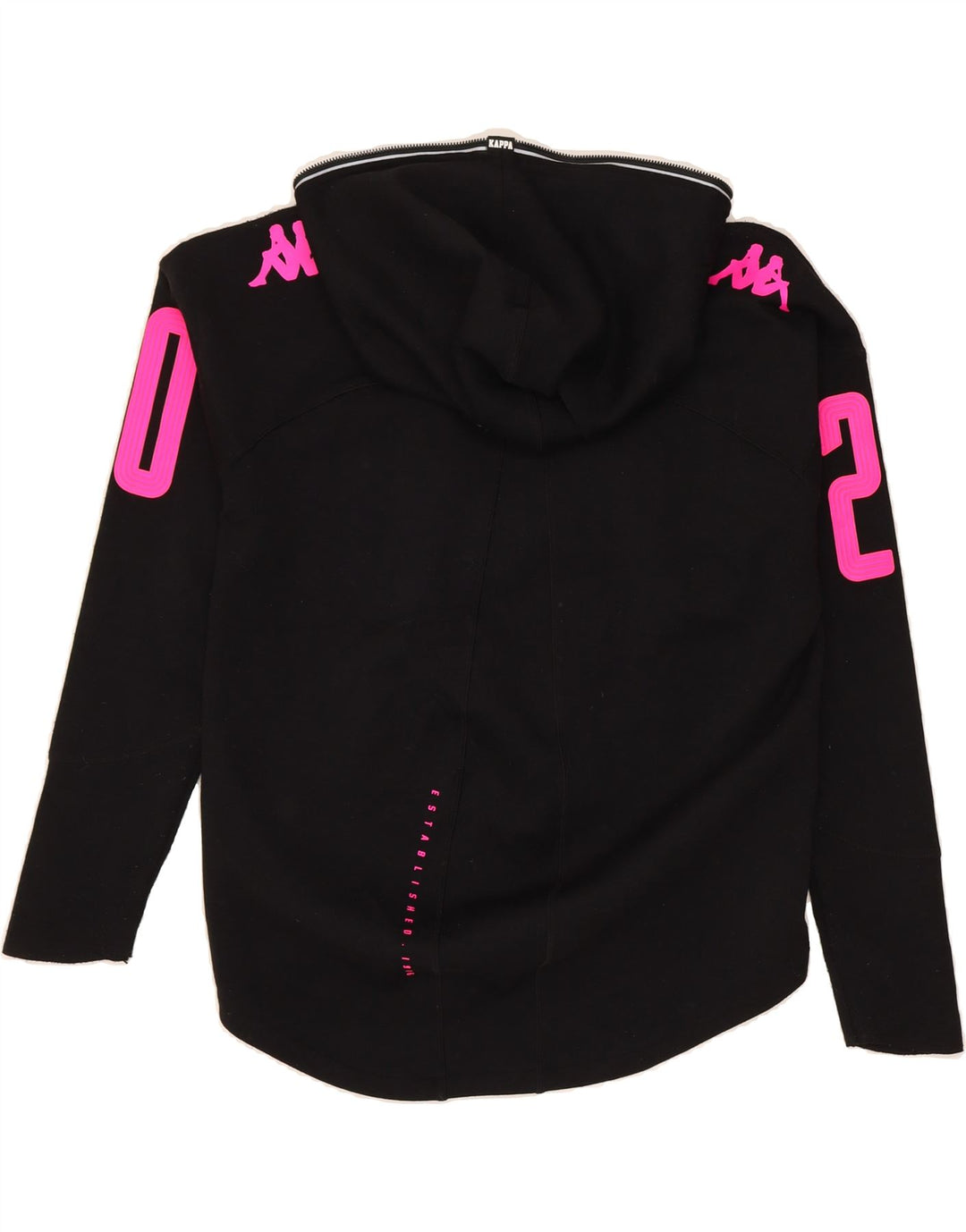 KAPPA Womens Graphic Zip Hoodie Sweater EU 44 XL Black Polyester Vintage Kappa and Second-Hand Kappa from Messina Hembry 