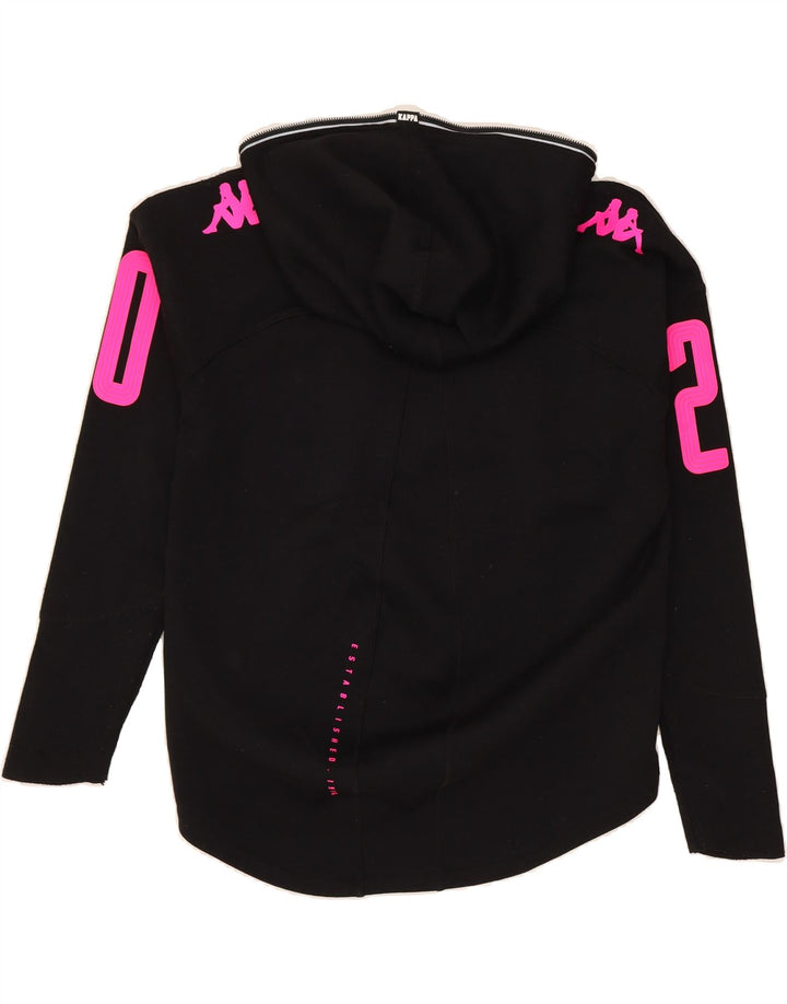 KAPPA Womens Graphic Zip Hoodie Sweater EU 44 XL Black Polyester Vintage Kappa and Second-Hand Kappa from Messina Hembry 