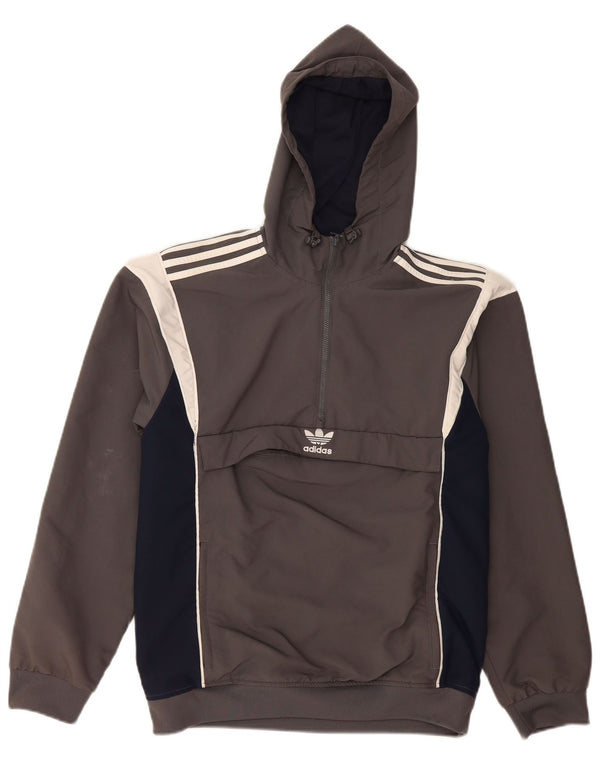 Giacca anorak da uomo con cappuccio Adidas UK 36 Small Grigio Colourblock Poliestere