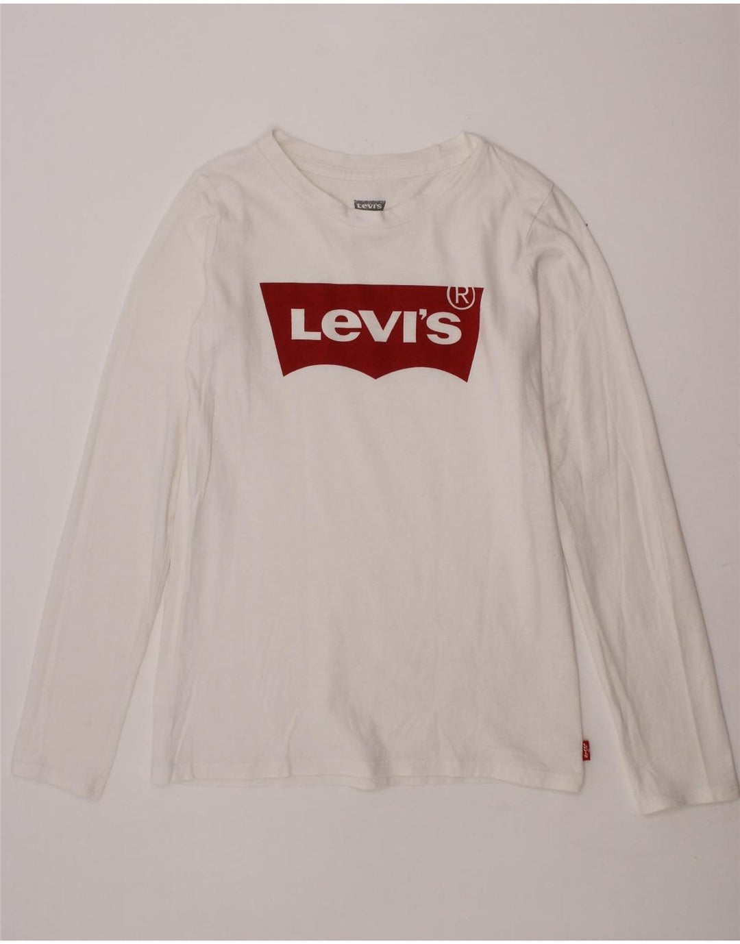 LEVI'S Boys Graphic Top Long Sleeve 9-10 Years White Vintage Levi's and Second-Hand Levi's from Messina Hembry 