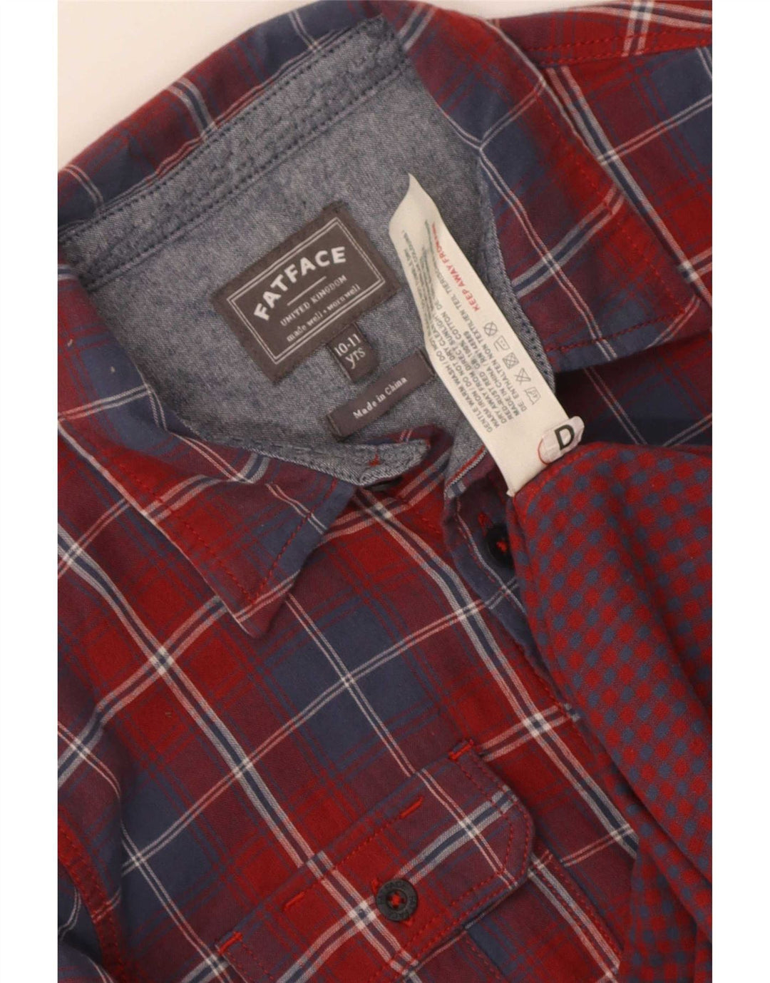 Camicia in flanella per ragazzi Fat Face 10-11 anni in cotone a quadri rossi