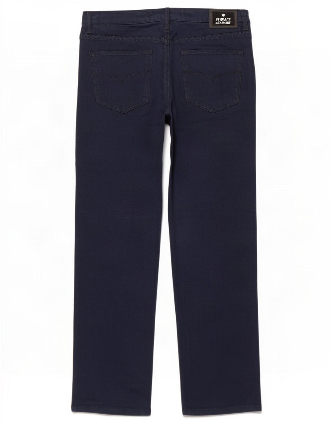 Pantaloni casual dritti da uomo Versace W34 L32 poliestere blu navy