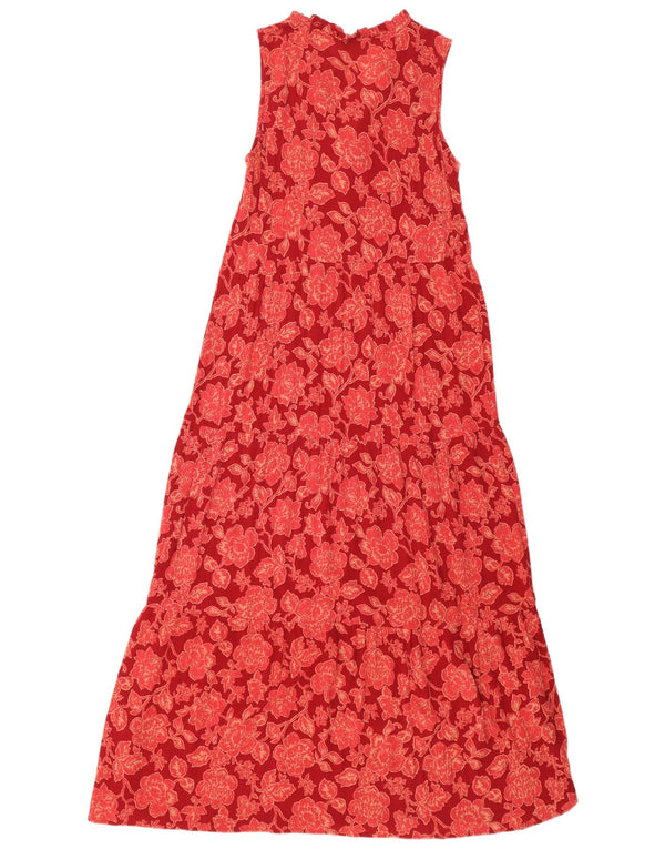 MONSOON Womens Sleeveless Maxi Dress UK 14 Medium Red Floral Viscose