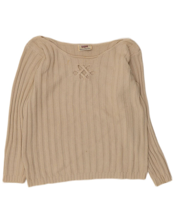 Maglione da donna con scollo a barca Eleganza rilassata Sisley UK 10 Small Beige