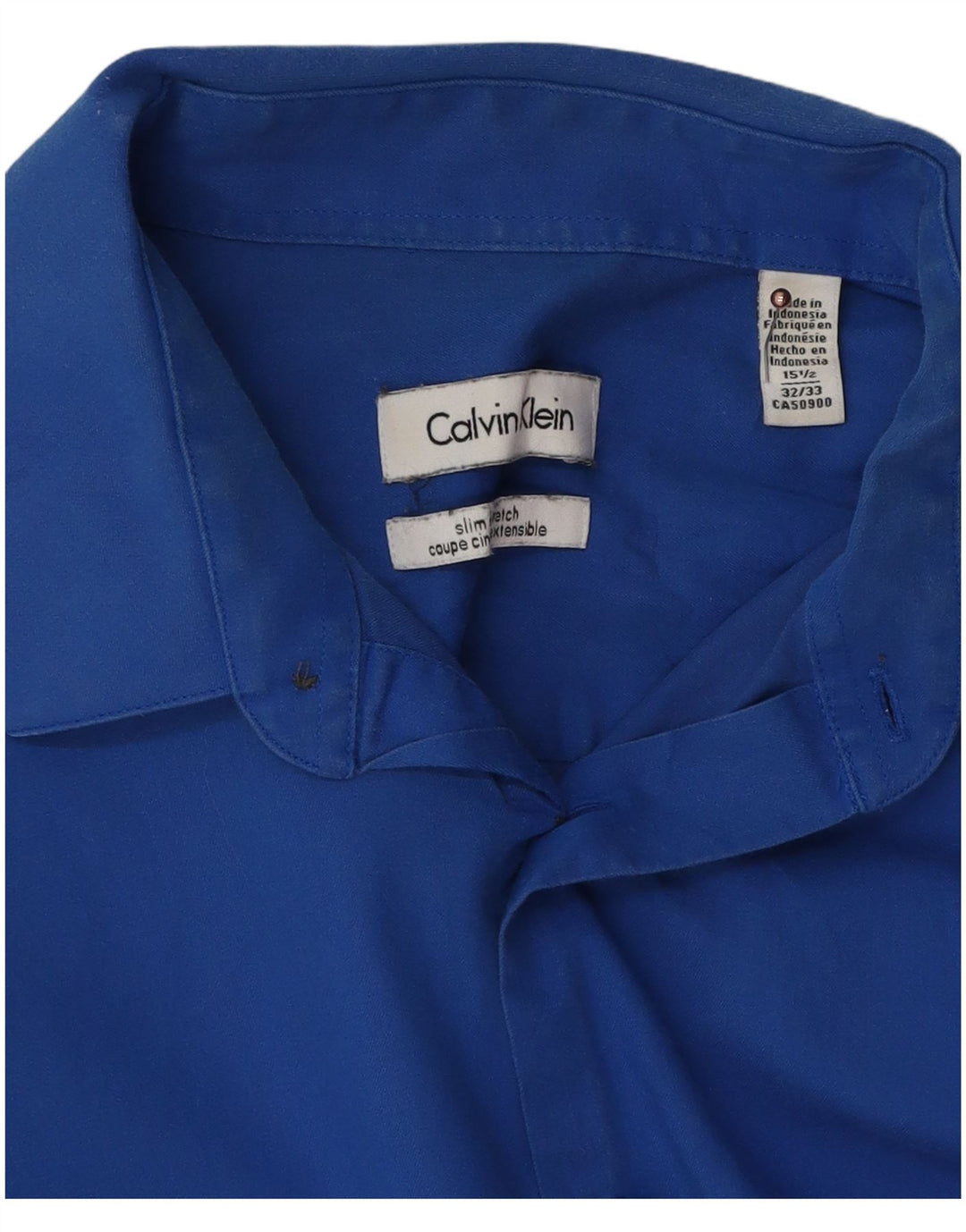 Camicia slim fit da uomo Calvin Klein taglia 15 1/2 cotone blu medio
