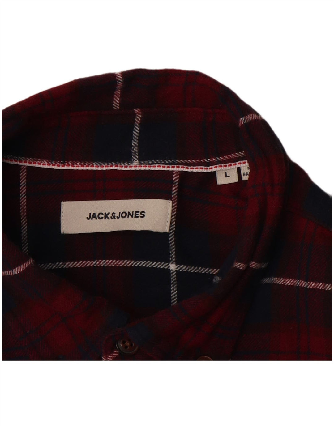 JACK & JONES Camicia da uomo in flanella di cotone a quadri bordeaux grandi