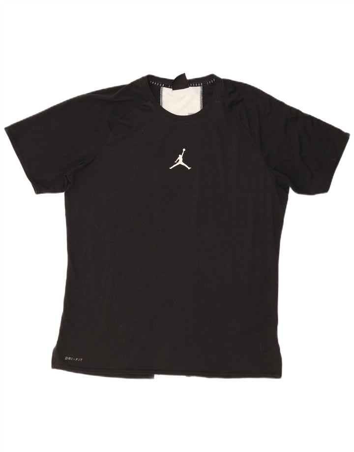 T-shirt grafica Jordan Dri Fit da uomo, grande, in poliestere color block nero