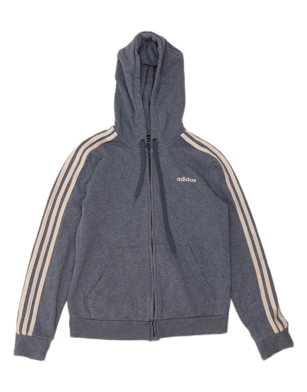 Maglione con cappuccio e zip da donna Adidas UK 12/14 Cotone blu medio