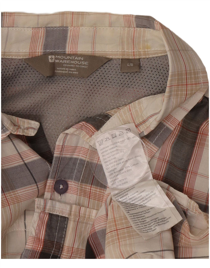 Camicia a maniche corte da uomo Mountain Warehouse Grande poliestere a quadri beige