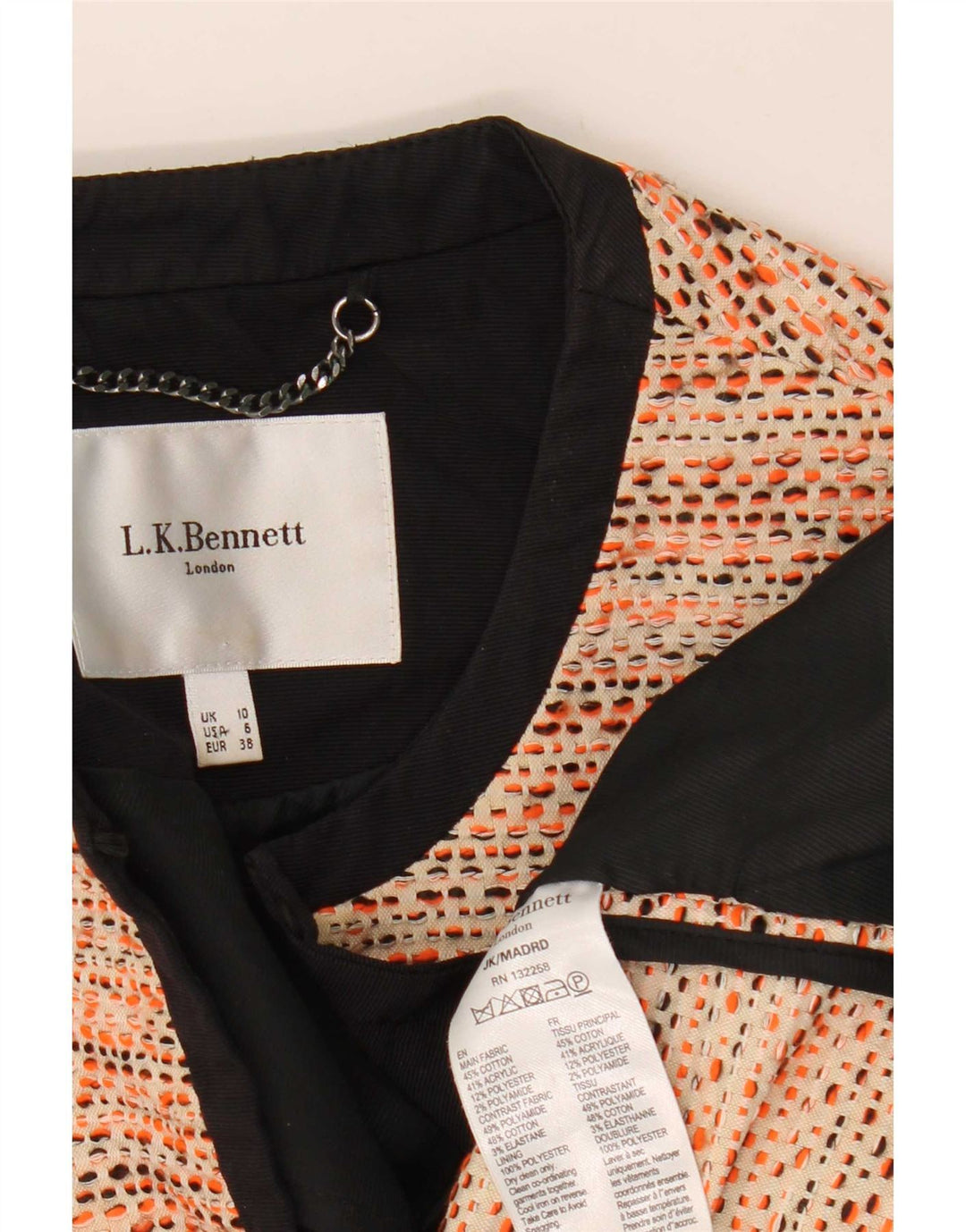 L.K. Set da 2 pezzi con maniche a 3/4 da donna Bennett UK 10 piccolo arancione screziato