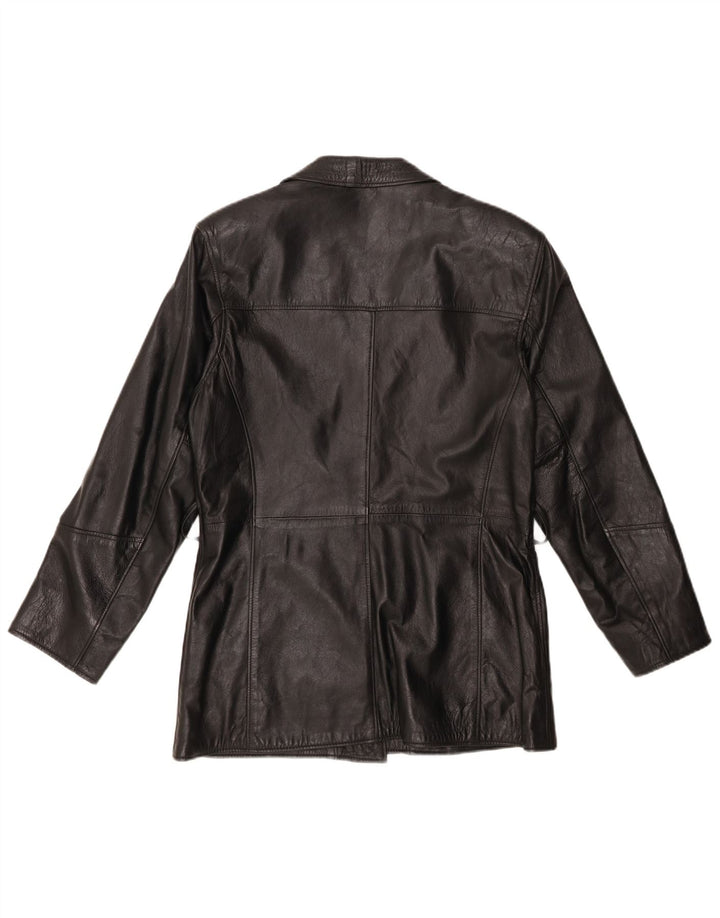 Giacca in pelle da donna VINTAGE UK 14 media nera