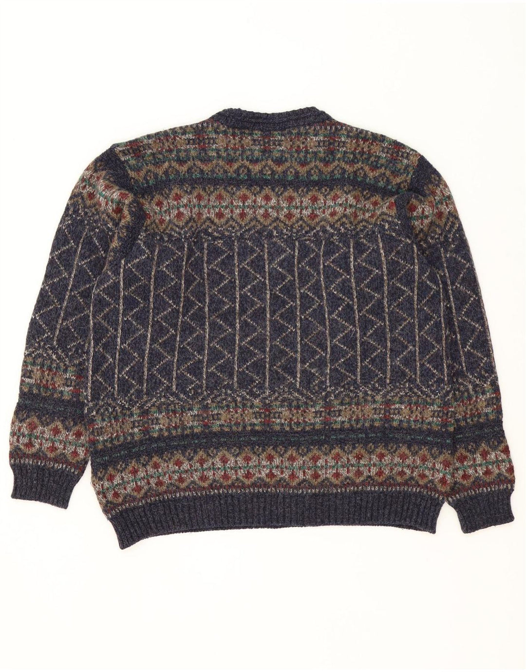 Maglione maglione girocollo da uomo Marks & Spencer medio blu navy Fair Isle