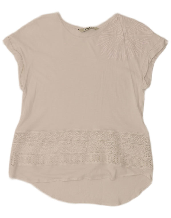 DESIGUAL Camicetta grafica da donna Top UK 12 Medio Bianco geometrico